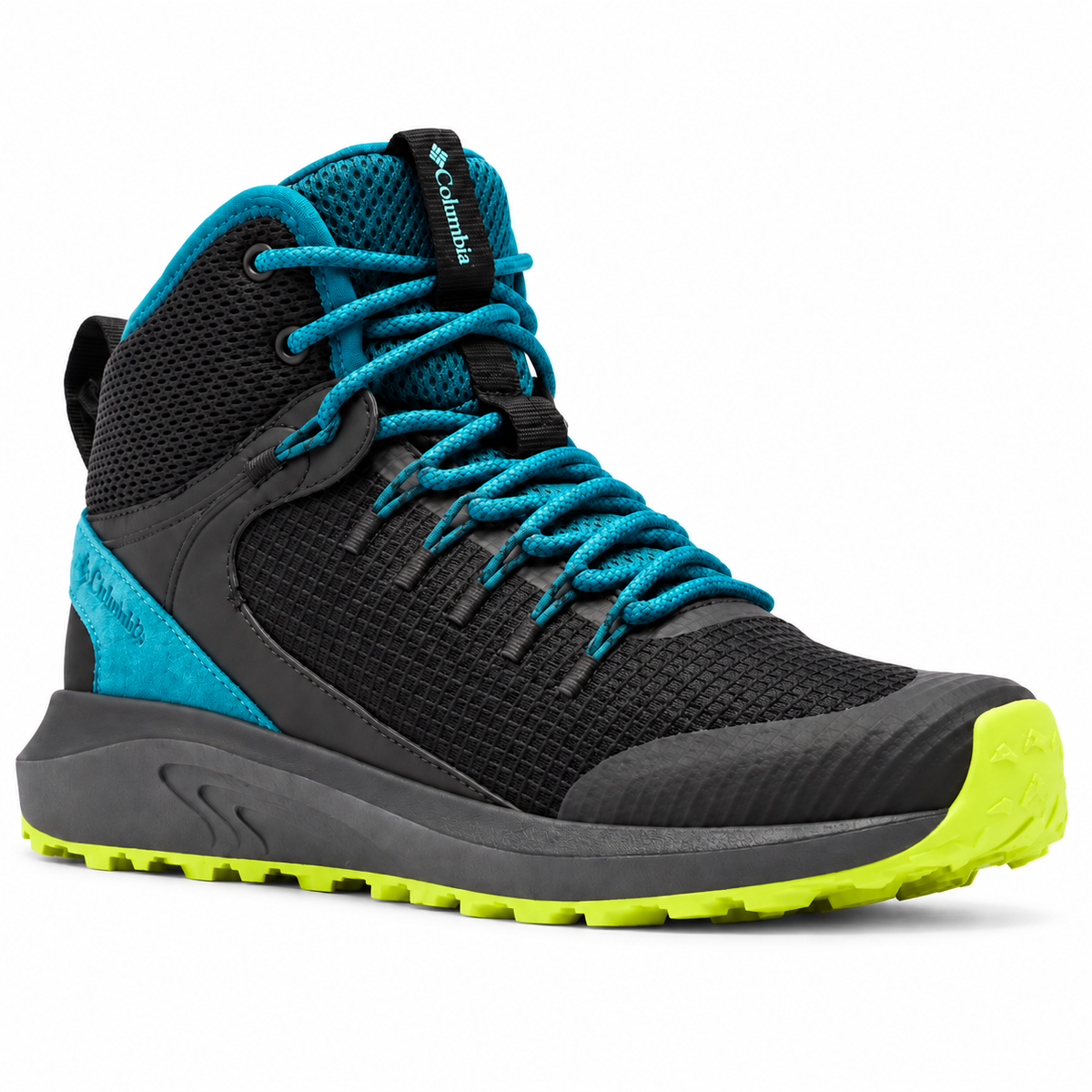 Botas impermeables Columbia Trailstorm Mid Mujer, Negro/Turquesa - 02-vista-tres-cuartos