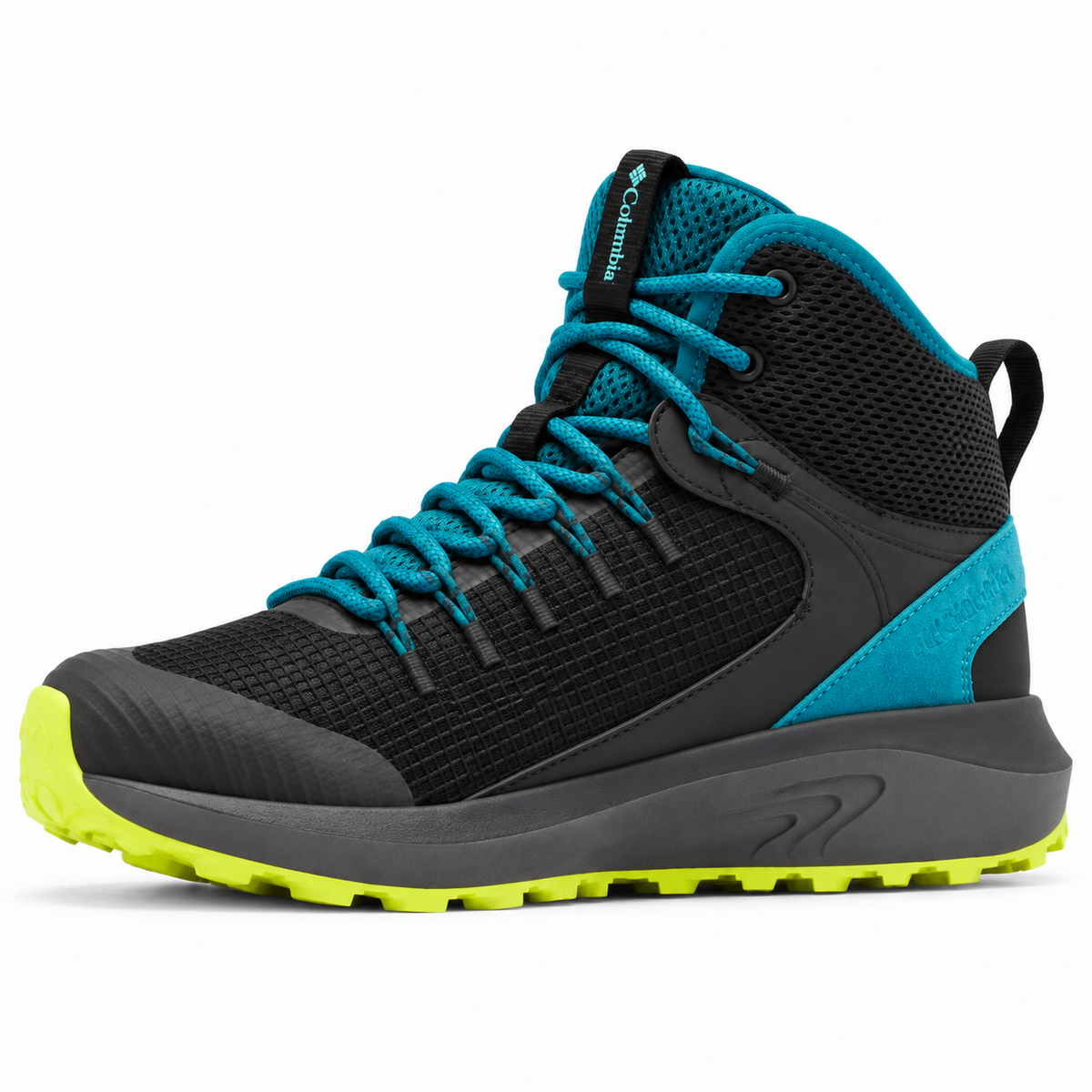 Botas impermeables Columbia Trailstorm Mid Mujer, Negro/Turquesa - 03-lateral-contrario