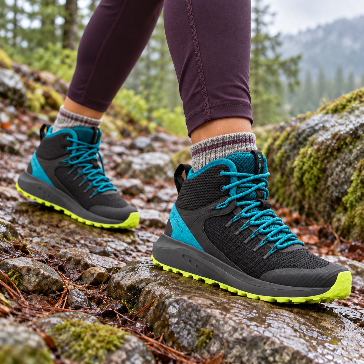 Botas impermeables Columbia Trailstorm Mid Mujer, Negro/Turquesa - 09-lifestyle